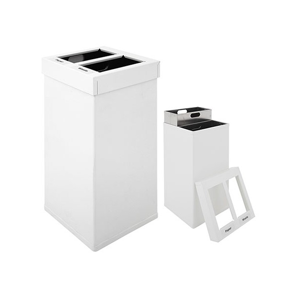 Poubelle tri sélectif Design aluminium blanc 2 x 52,5 L