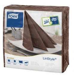 Carton de 12 paquets de 60 serviettes 39 x 39 cm Tork Premium Linestyle cacao