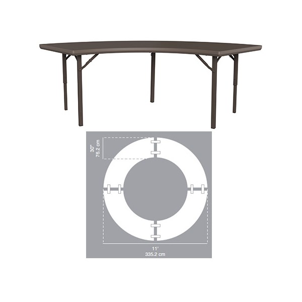 Table pliante polyéthylène Excellence quart de rond L236 x P102,3 cm