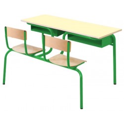 Table scolaire avec siège attenant Alice biplace 130x50 cm stratifié