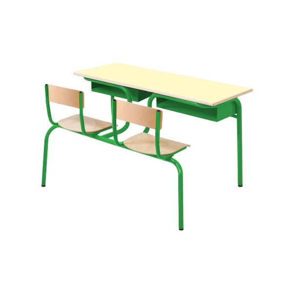 Table scolaire avec siège attenant Alice biplace 130x50 cm stratifié