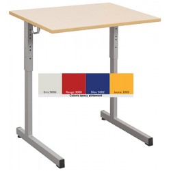 Lot de 2 tables scolaires NF à dégagement latéral Quatro mélaminé PVC 70x50 cm réglables T3 à T6 coloris stock