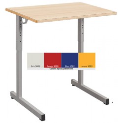 Lot de 2 tables scolaires NF à dégagement latéral Quatro stratifiée alaise 70x50 cm réglables T3 à T6 coloris stock