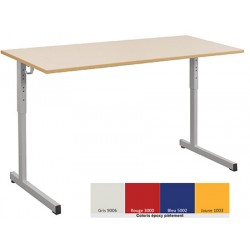 Lot de 2 tables scolaires NF à dégagement latéral Quatro mélaminé PVC 130x50 cm réglables T3 à T6 coloris stock
