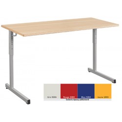 Lot de 2 tables scolaires NF à dégagement latéral Quatro stratifiée alaise 130x50 cm réglables T3 à T6 coloris stock