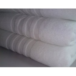 Lot de 12 tapis de bain 50x70 cm 100% coton blanc liteaux toile 650g