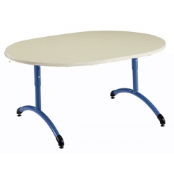 Table maternelle réglable NF T1 à T4 à dégagement latéral Loulou stratifié ovale 120x90 cm