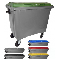 Bac roulant de collecte 100% recyclable 660 L corps gris
