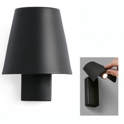 Lampe applique Fold noire avec liseuse