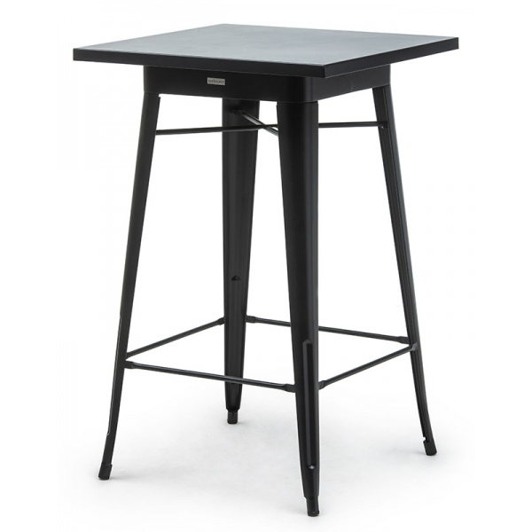 Table haute de restaurant Atelier en acier noir 70 x 70 cm