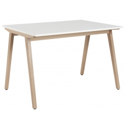 Table Katy 4 pieds à dégagement latéral bois vernis plateau mélaminé chant ABS 80 x 80 cm