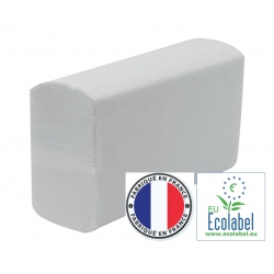 Colis de 25 carouches d'essuie-mains blancs pliés 150 f 2 plis en z Ecolabel