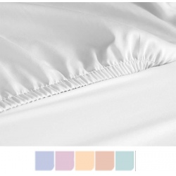 Drap housse coton blanc Elia 160x200 cm (lot de 20)