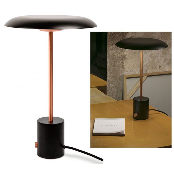 Lampe de table lampe de chevet liseuse aluminium et tissu noir et
