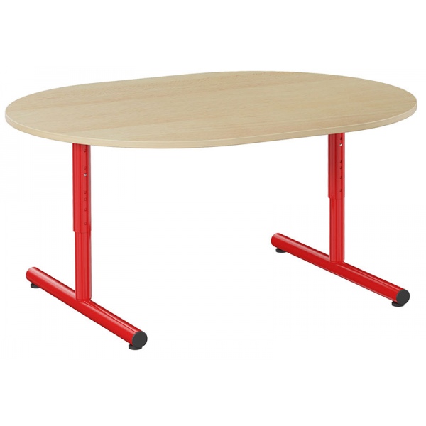 Table reglable T1 à T4 à dégagement latéral Loulou mélaminé ovale 120 x 90 cm