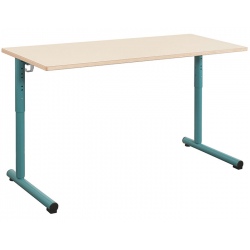 Table réglable scolaire à dégagement latéral Jeanne 130x50 cm stratifié chant alaisé bois