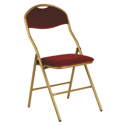 Chaise pliante Réception tissus non feu rouge et structure dorée