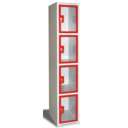 Armoire multicases portes plexi 1 colonne 4 cases L40xP49xH180 cm