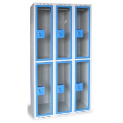 Armoire multicases portes plexi 3 colonnes 6 cases L120xP49xH180 cm