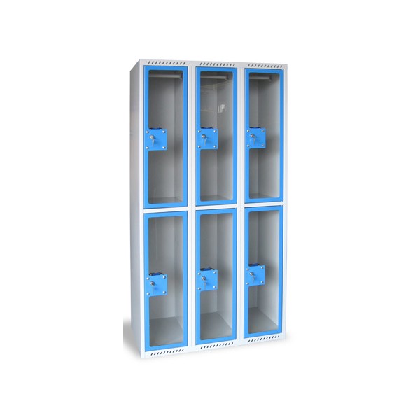 Armoire multicases portes plexi 4 colonnes 16 cases L120xP49xH180 cm