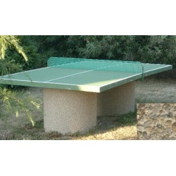 Table ping-pong en béton pieds ronds gravillons lavés gros