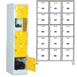 Armoire vestiaire monobloc multicasiers 3 colonnes 15 cases L90 cm