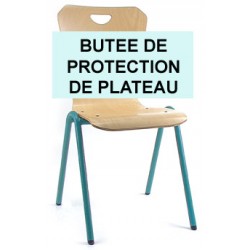 Chaise coque bois appui sur table : butée de protection de plateau