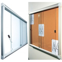 Vitrine intérieure à porte coulissante en verre fond liège 27 A4 (103x197 cm)