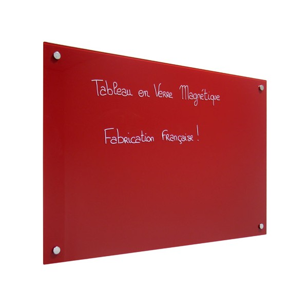 Panneau d'affichage magnétique en verre peint rouge 45x60 cm