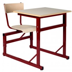 Table scolaire à sièges attenants réglable Naples 70x50 cm stratifié chant alaisé T4 à T6