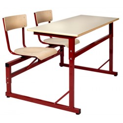 Table scolaire à sièges attenants réglable Naples 130x50 cm mélaminé chant ABS T4 à T6