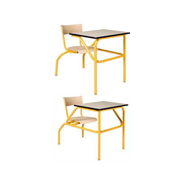 Table scolaire à sièges attenants Venise 70x50 cm stratifié chant surmoulé T4 à T6