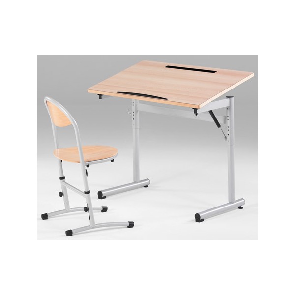 Table scolaire ergonomique 100x60 cm sans casier hauteur réglable