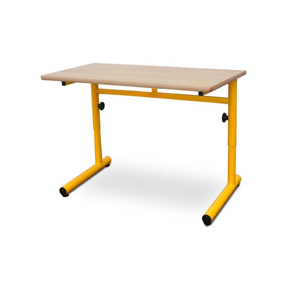 Table scolaire réglable Clémentine stratifié alaise bois 130x50 cm T4 à T6