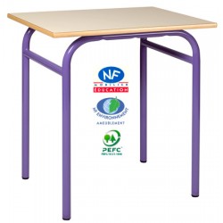 Table scolaire Eco 4 pieds NF 130x50 cm stratifié stratifié chants ABS T4 à T6