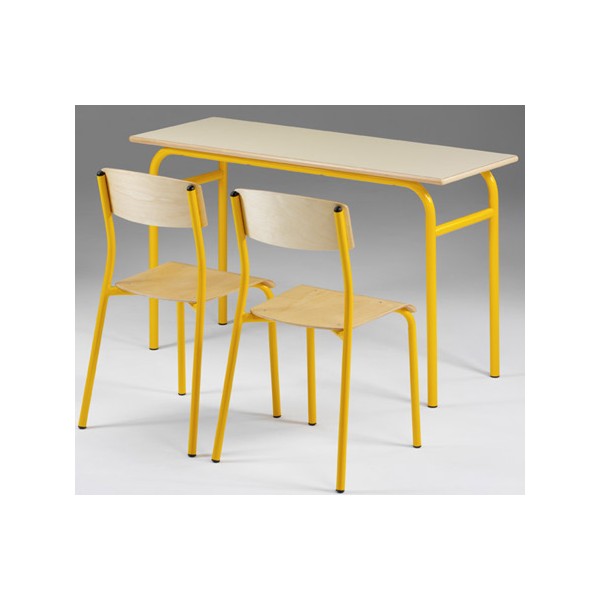 Table scolaire 4 pieds Primo mélaminé PVC sans casier 130x50 cm 