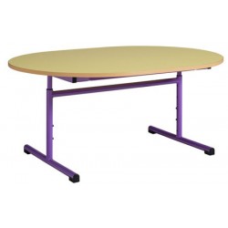 Table maternelle réglable ovale 120x90 cm stratifié chants alaisés