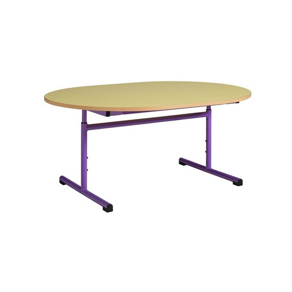 Table maternelle réglable ovale 120x90 cm mélaminé chants PVC