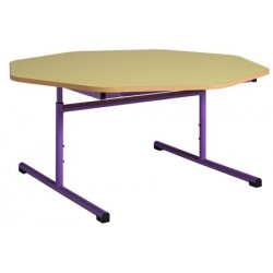 Table maternelle réglable octogonale ø 120 cm mélaminé chants PVC