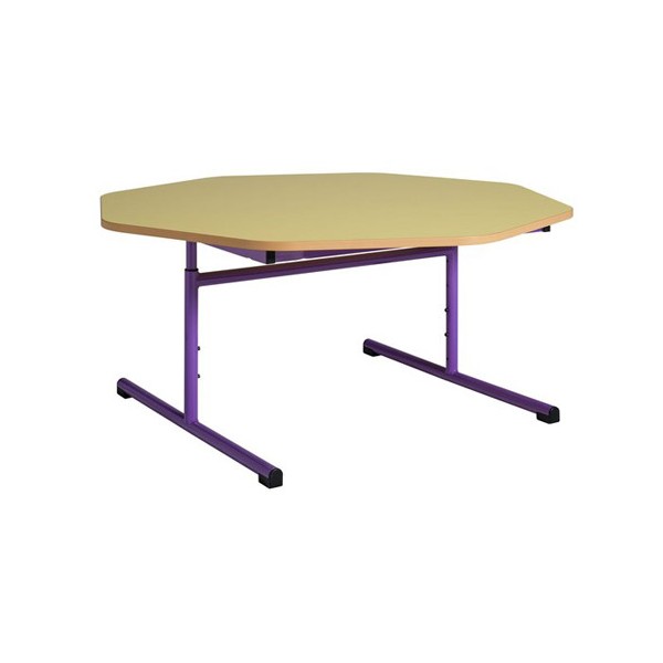 Table maternelle réglable octogonale ø 120 cm mélaminé chants PVC