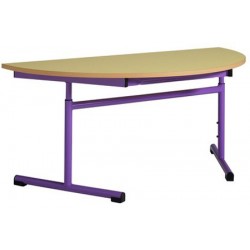 Table maternelle réglable 1/2 ronde ø 120 cm mélaminé chants PVC