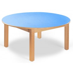 Table maternelle ronde Lola hêtre vernis stratifié alaise bois diam. 120 cm TC à T3