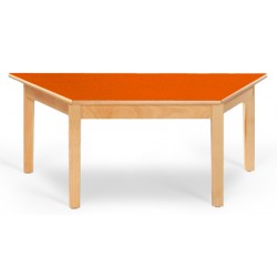 Table maternelle trapèze Lola hêtre vernis stratifié alaise bois 120x60x60 cm TC à T3